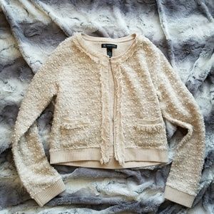 INC/ cream detailed cardigan/ small